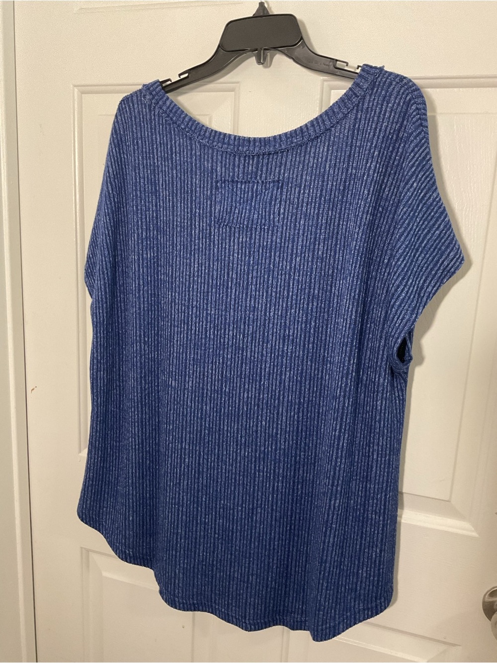 Perch by Blu Pepper 2X Blue Ribbed V Neck Knit Top Oversized - Picture 4 of 6